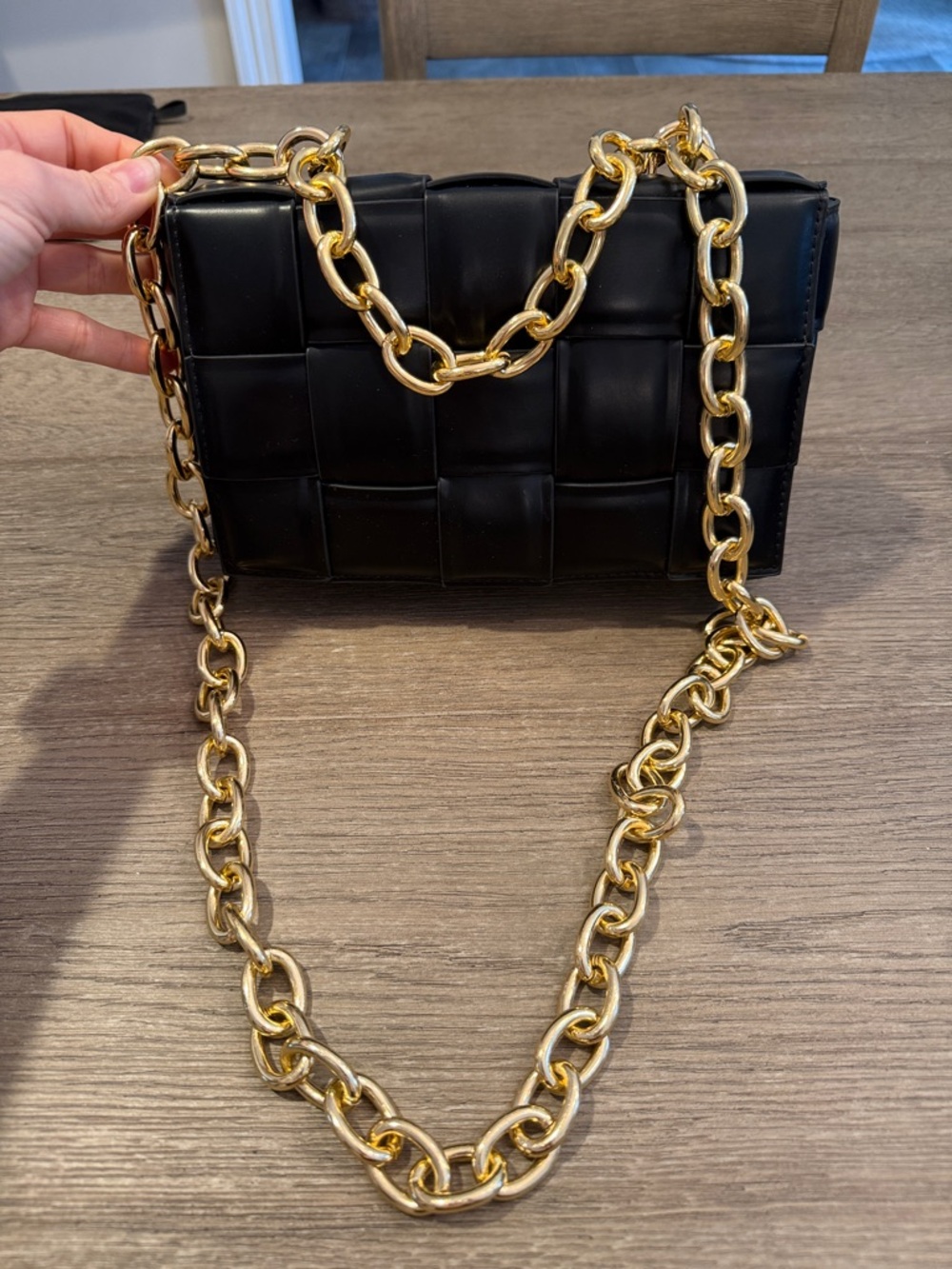 Inspired black bag with gold straps